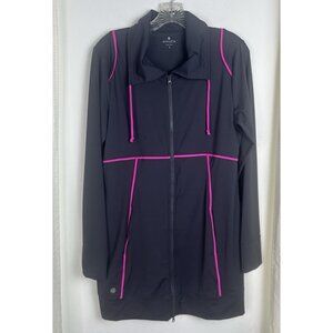 Athleta Women Spinnaker Long Sun Jacket Zip Up Gray Pink Athletic Casual Large
